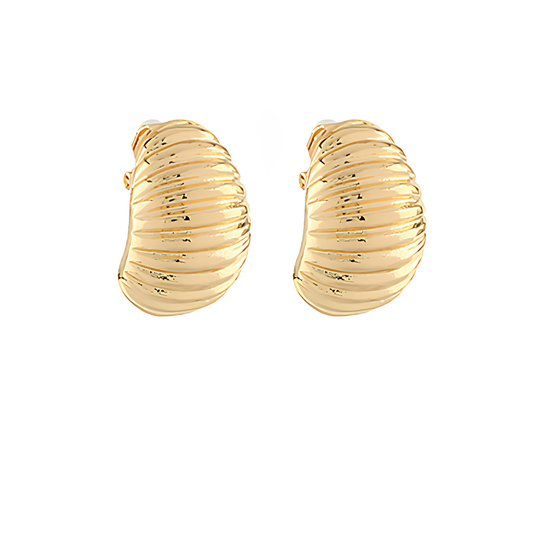 Clip Ribbed Oval Dome Earrings