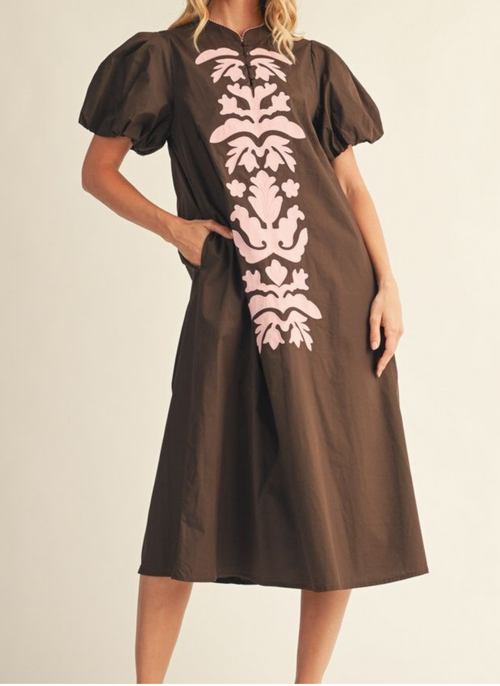 Dandelion Damask Midi Dress