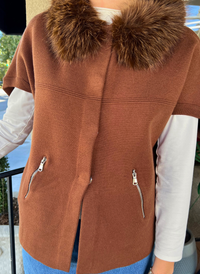 Faux Fur Trim Cardigan