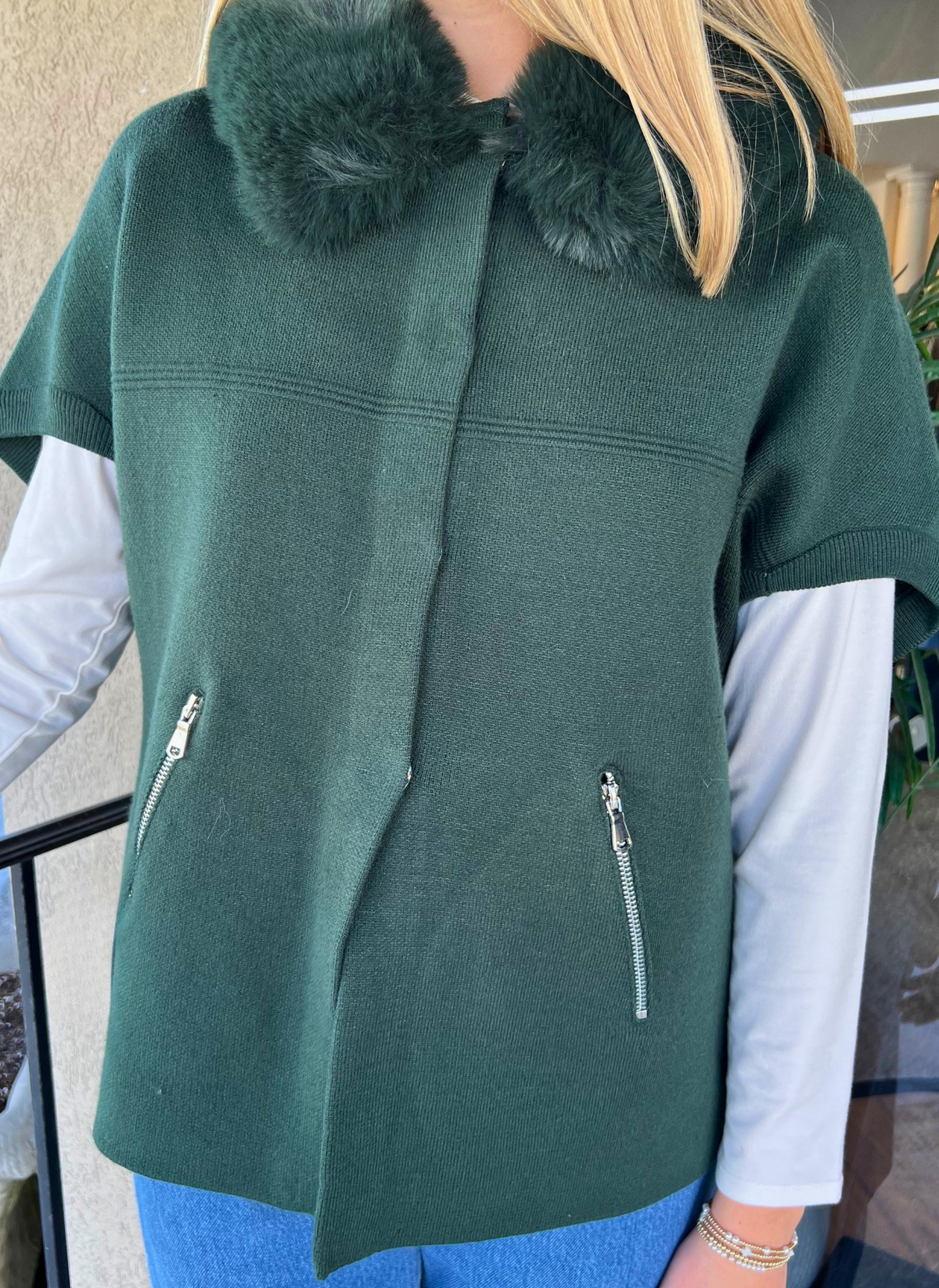 Faux Fur Trim Cardigan