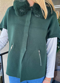 Faux Fur Trim Cardigan