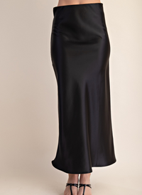 Cecilia Satin Midi Skirt- Black