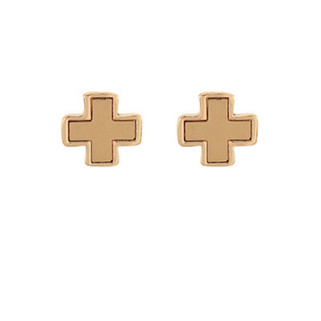 Kerry Square Cross Stud Earrings