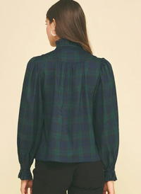 Highland Plaid Ruffle Neck Top