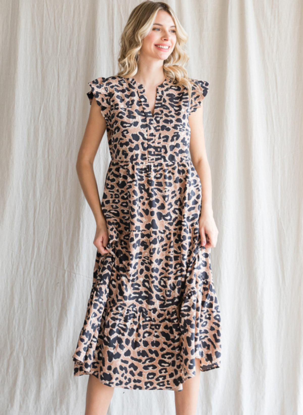 Lana Leopard Midi Dress