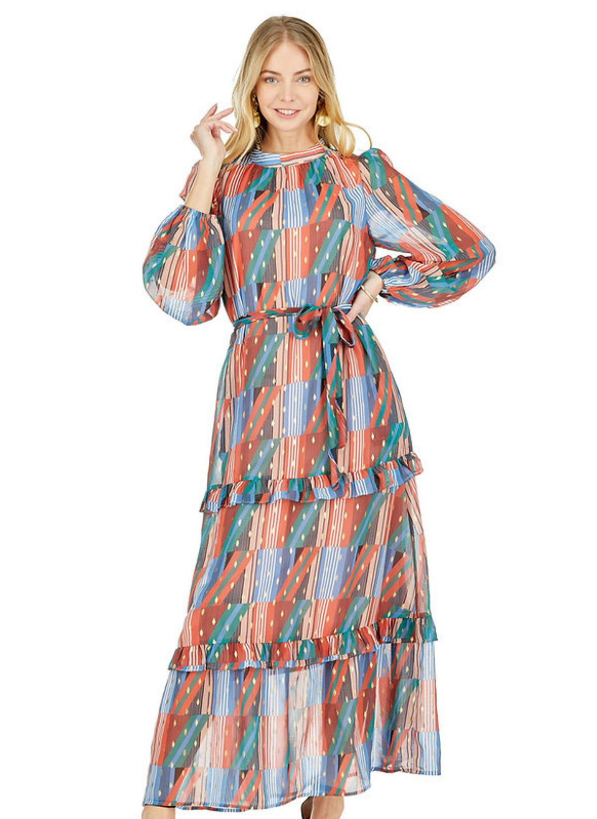 Geo Stripe Column Maxi Dress