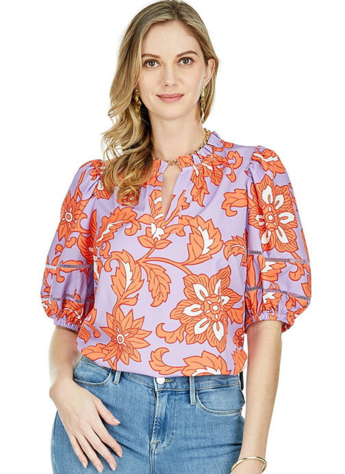 Flowery Boarder Blouse