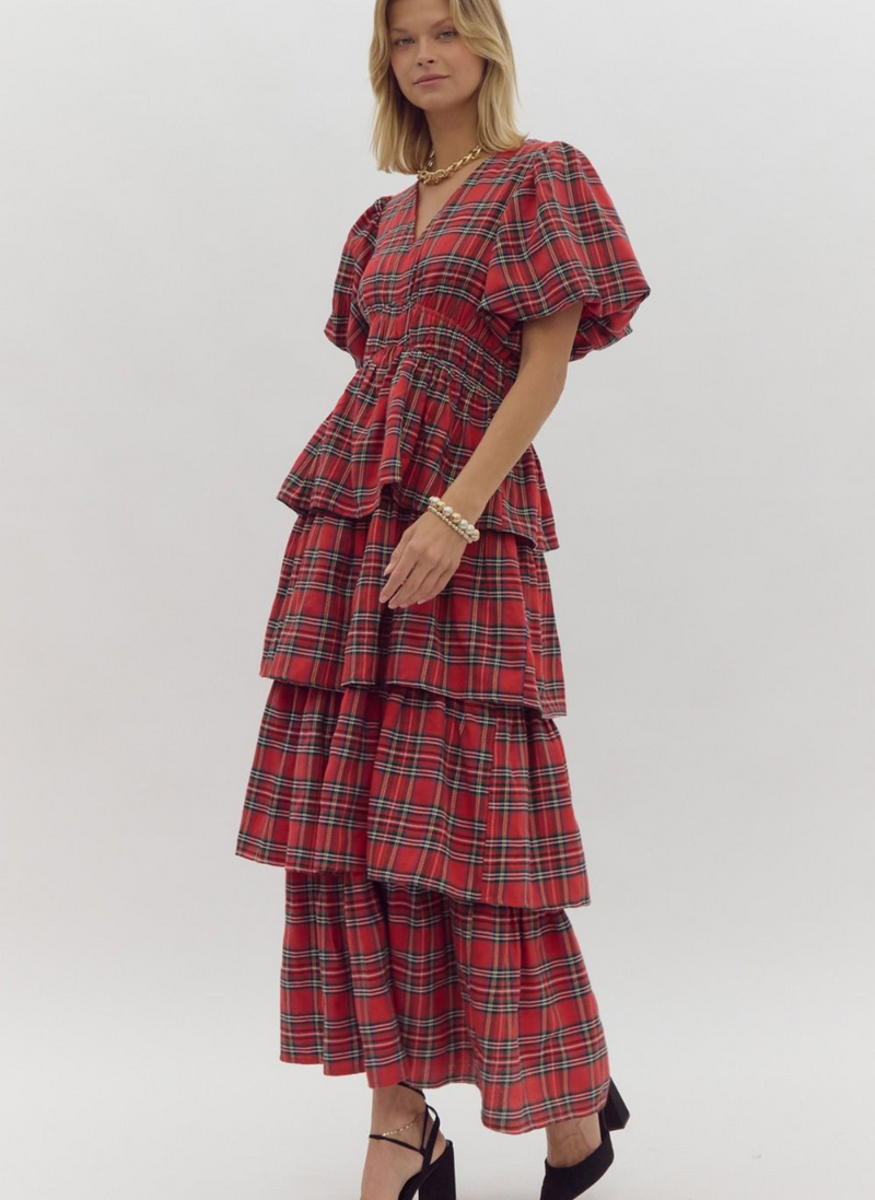 Layers of Plaid Midi Dress