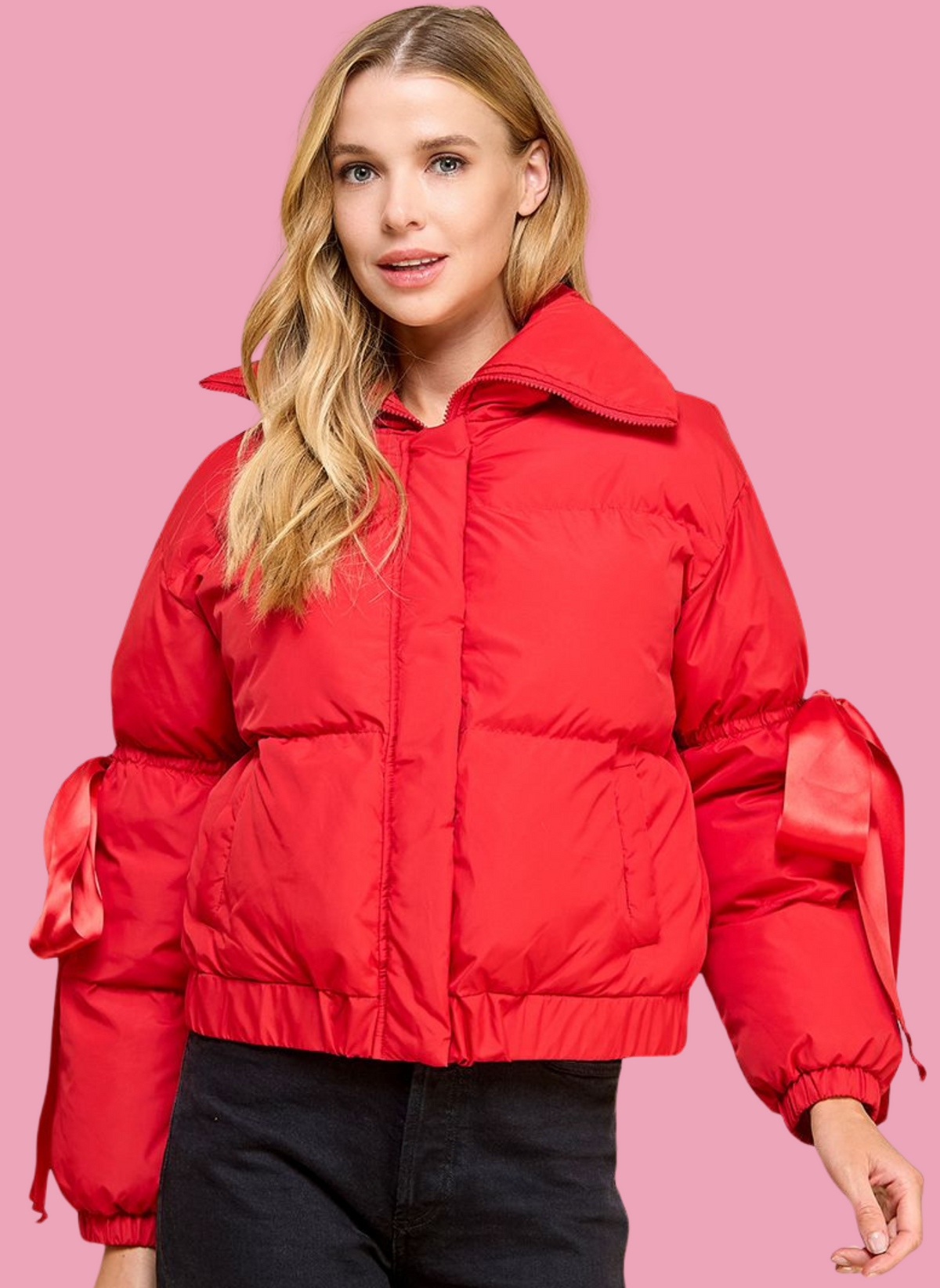 Silk silk puff parka jacket hotsell