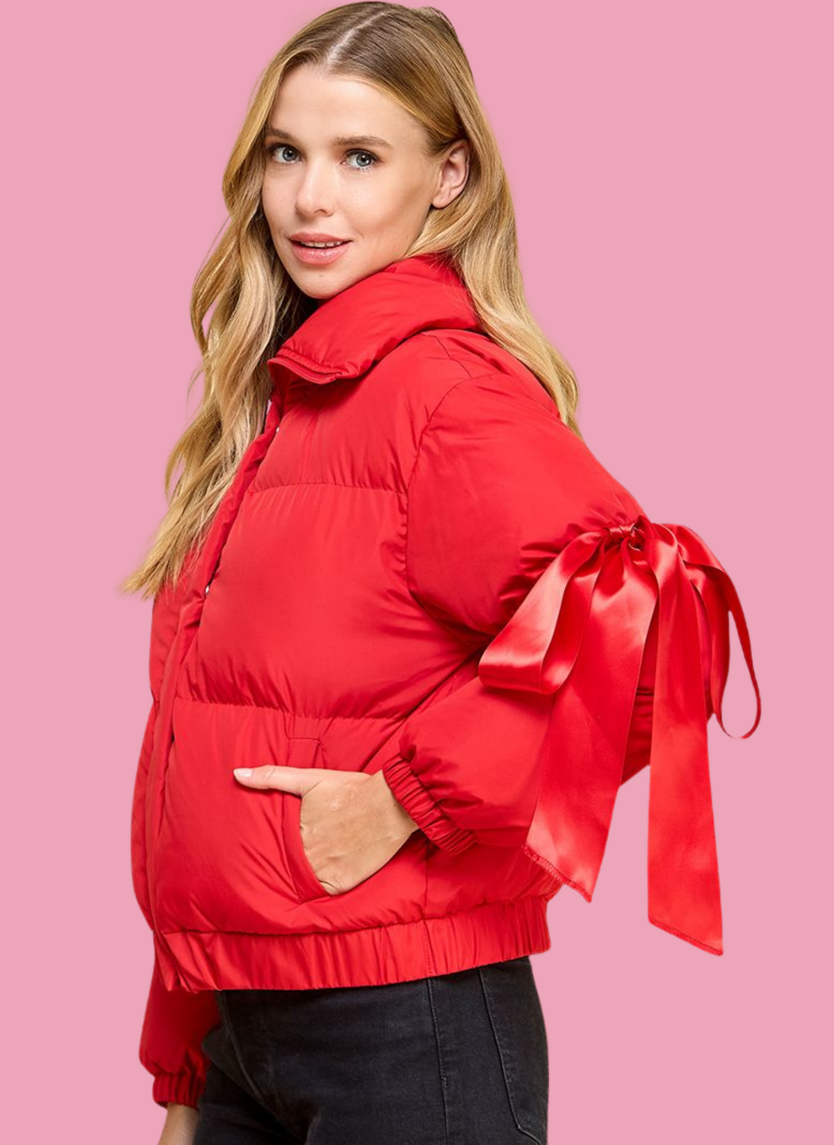 Silk Bows Puff Sleeve Jacket Just the Thing
