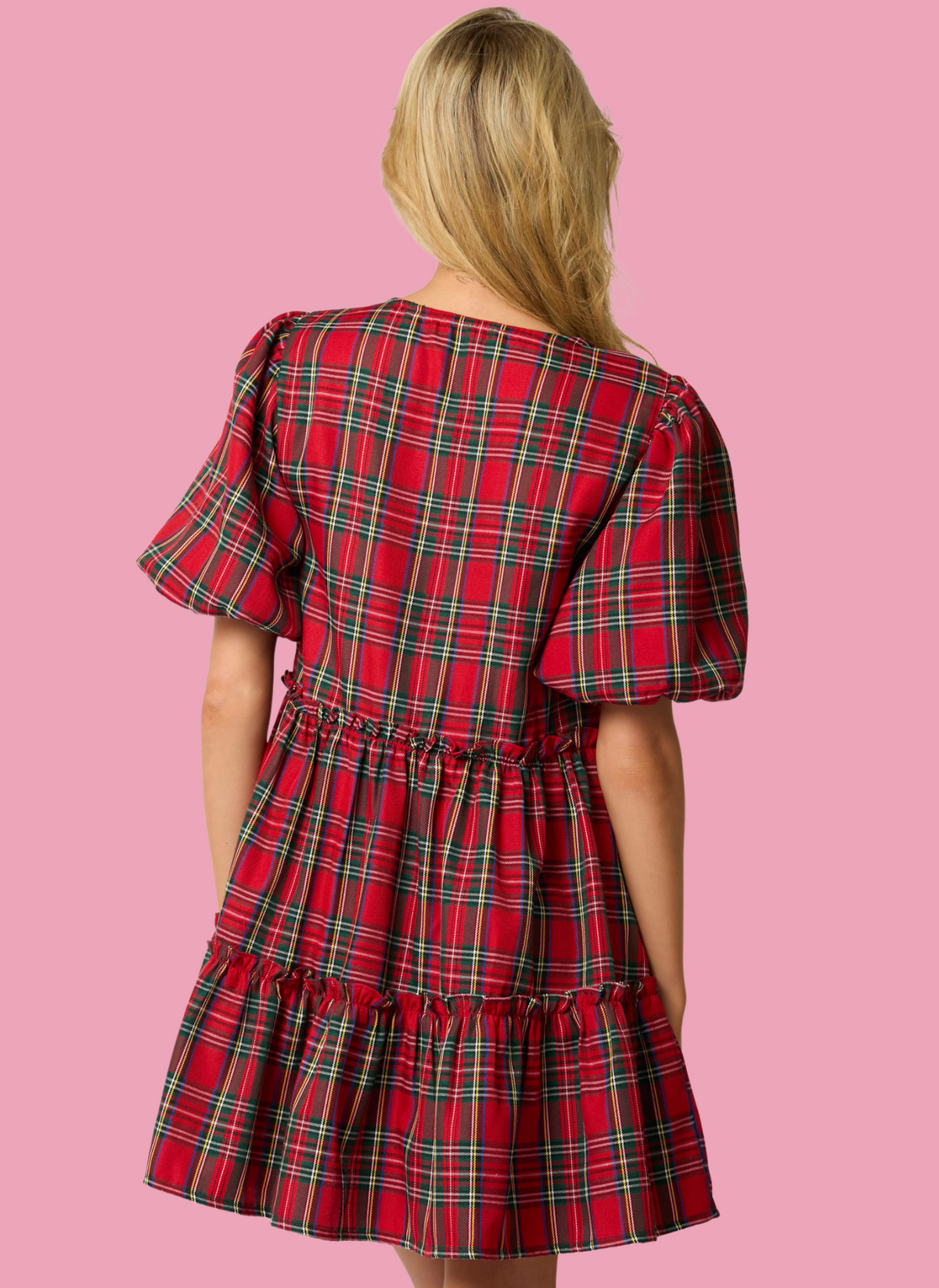 Christmas Plaid Bow Dress