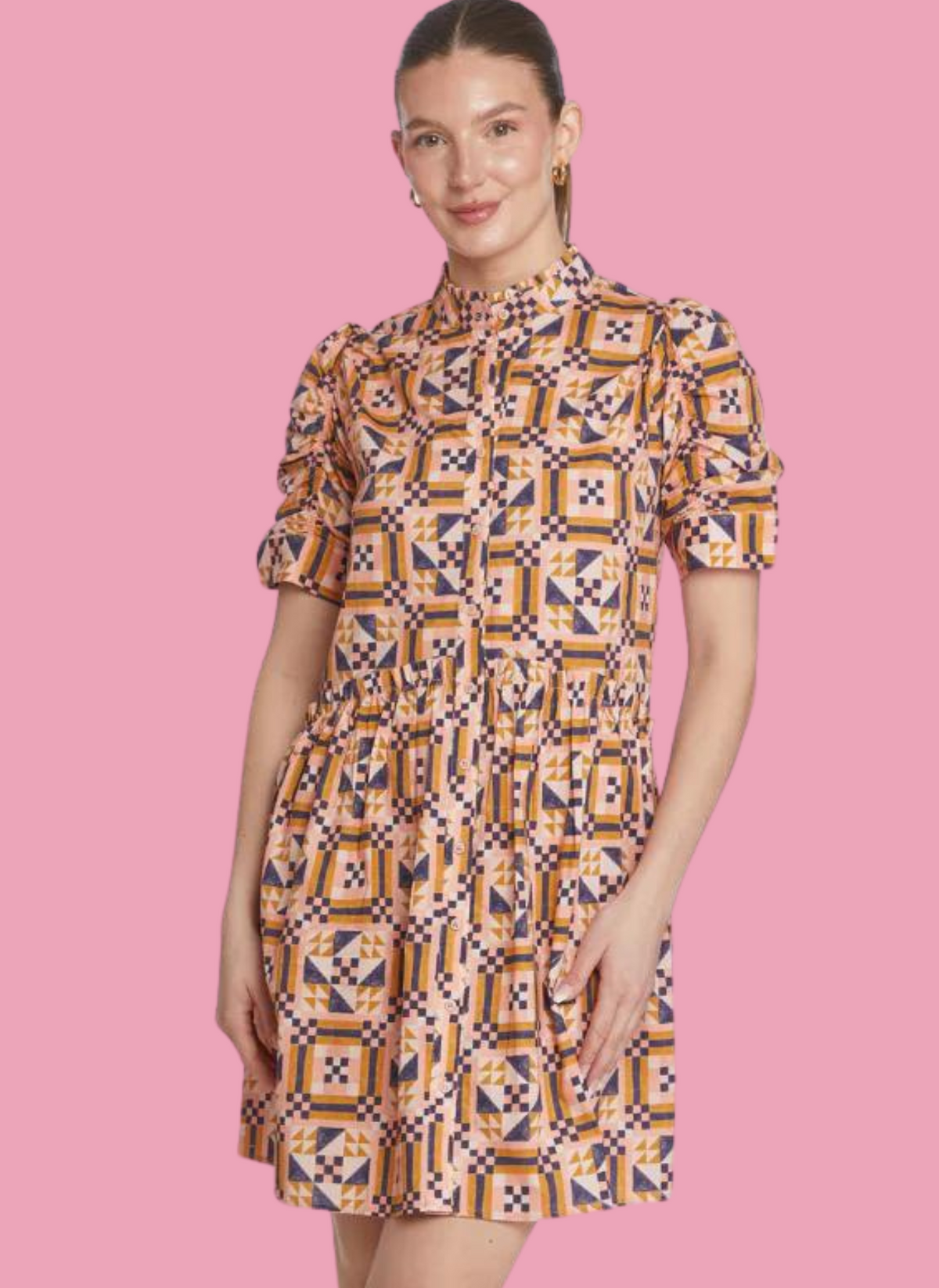 Veronica Dress- Pink Tile