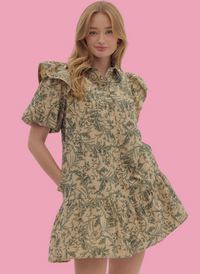 Floral Toile Shirt Dress