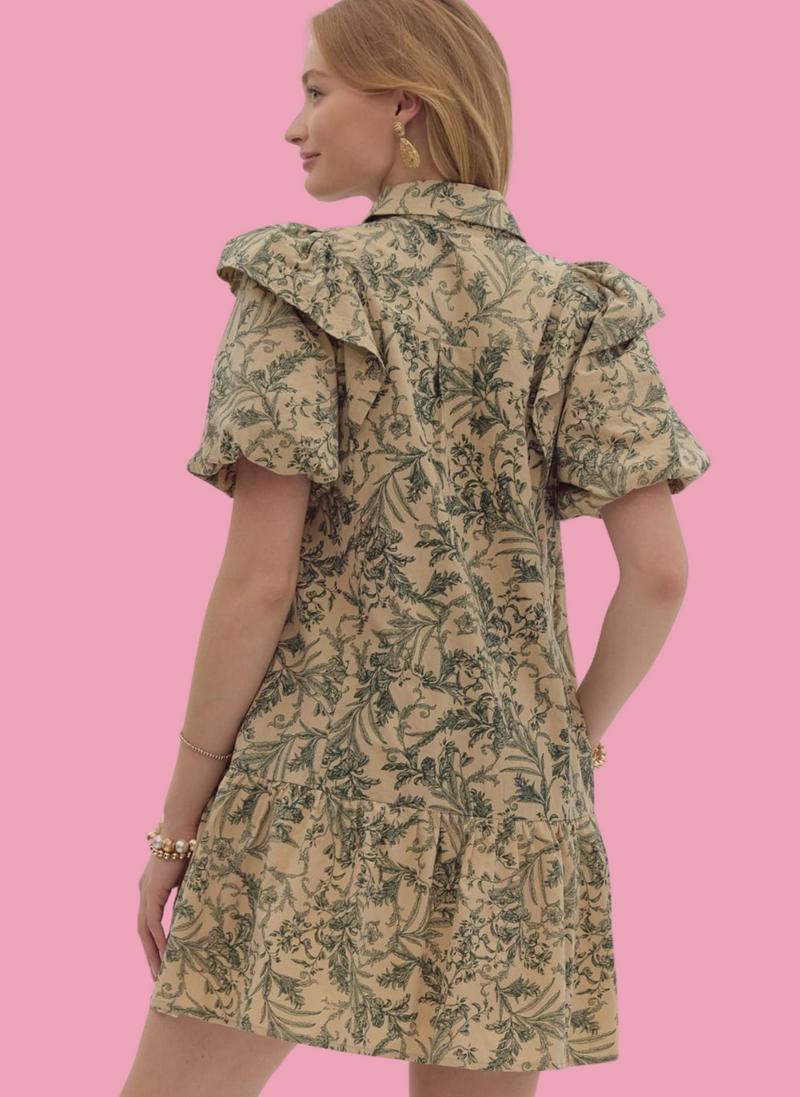 Floral Toile Shirt Dress