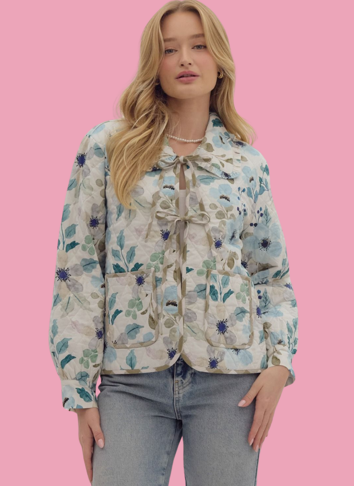 Floral quilted jacket new arrivals