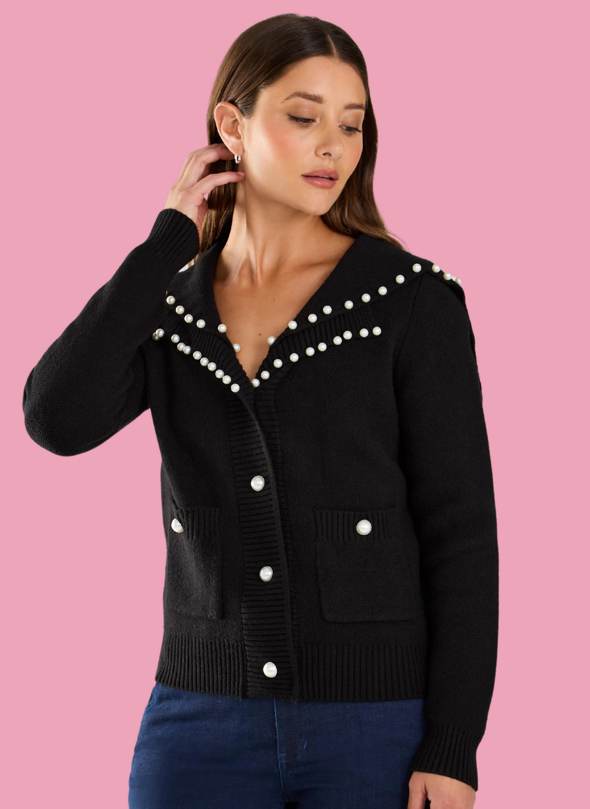 Pearl Embellished Cardigan Just the Thing