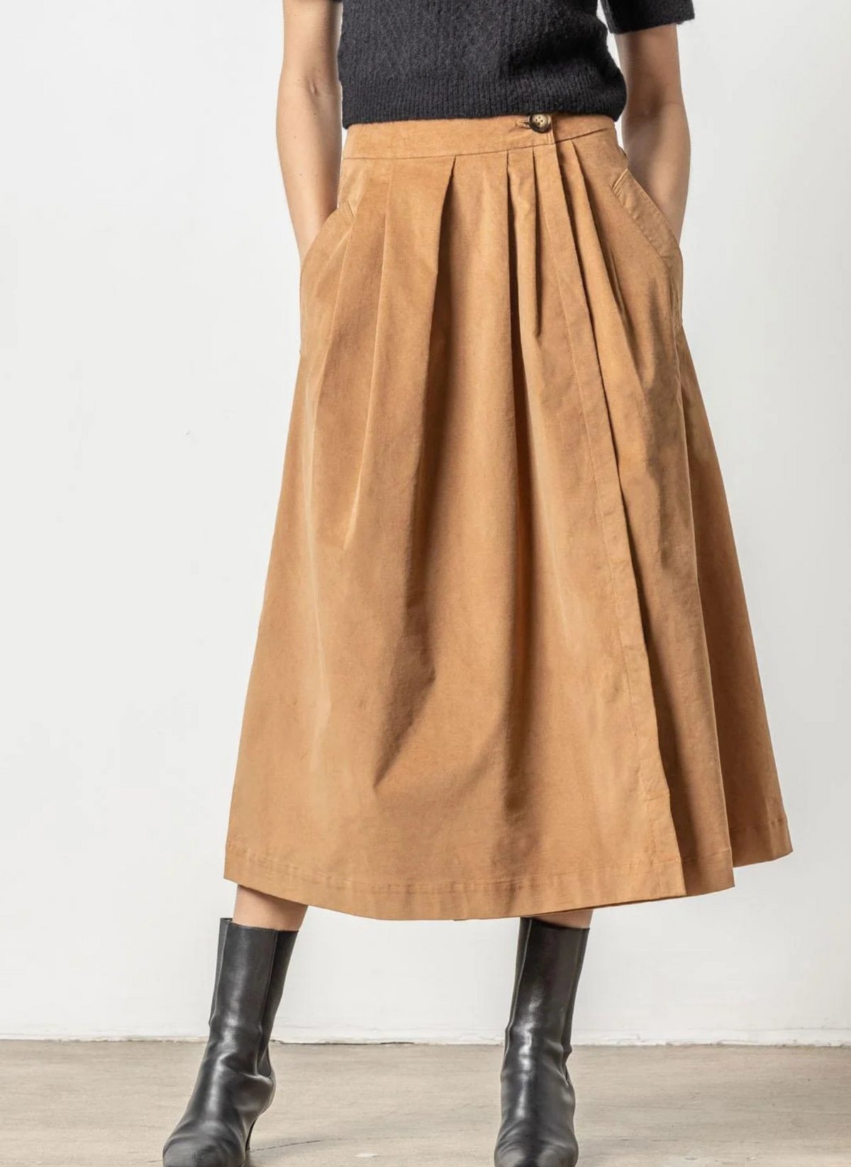 Corduroy wrap midi skirt top