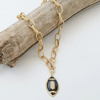 Enamel Football Etched Necklace