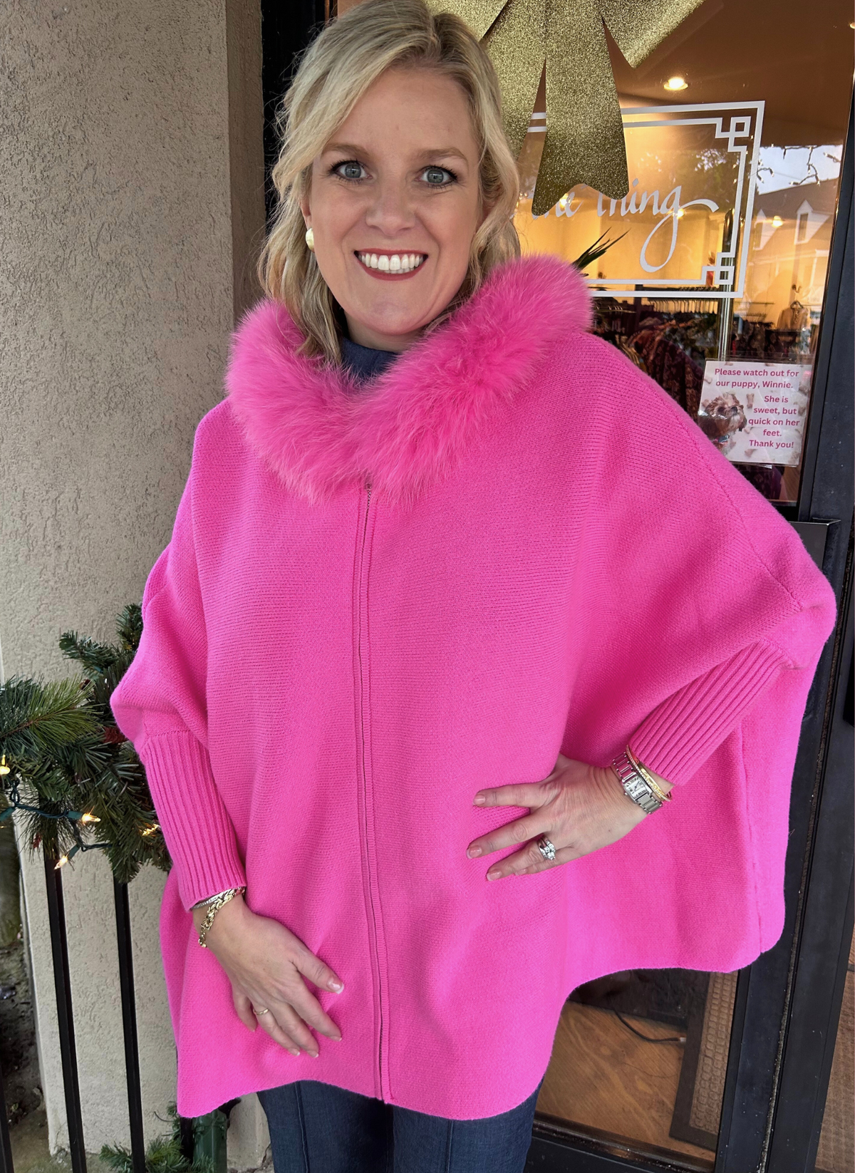 Zip Up Hoodie w/Fox Trim