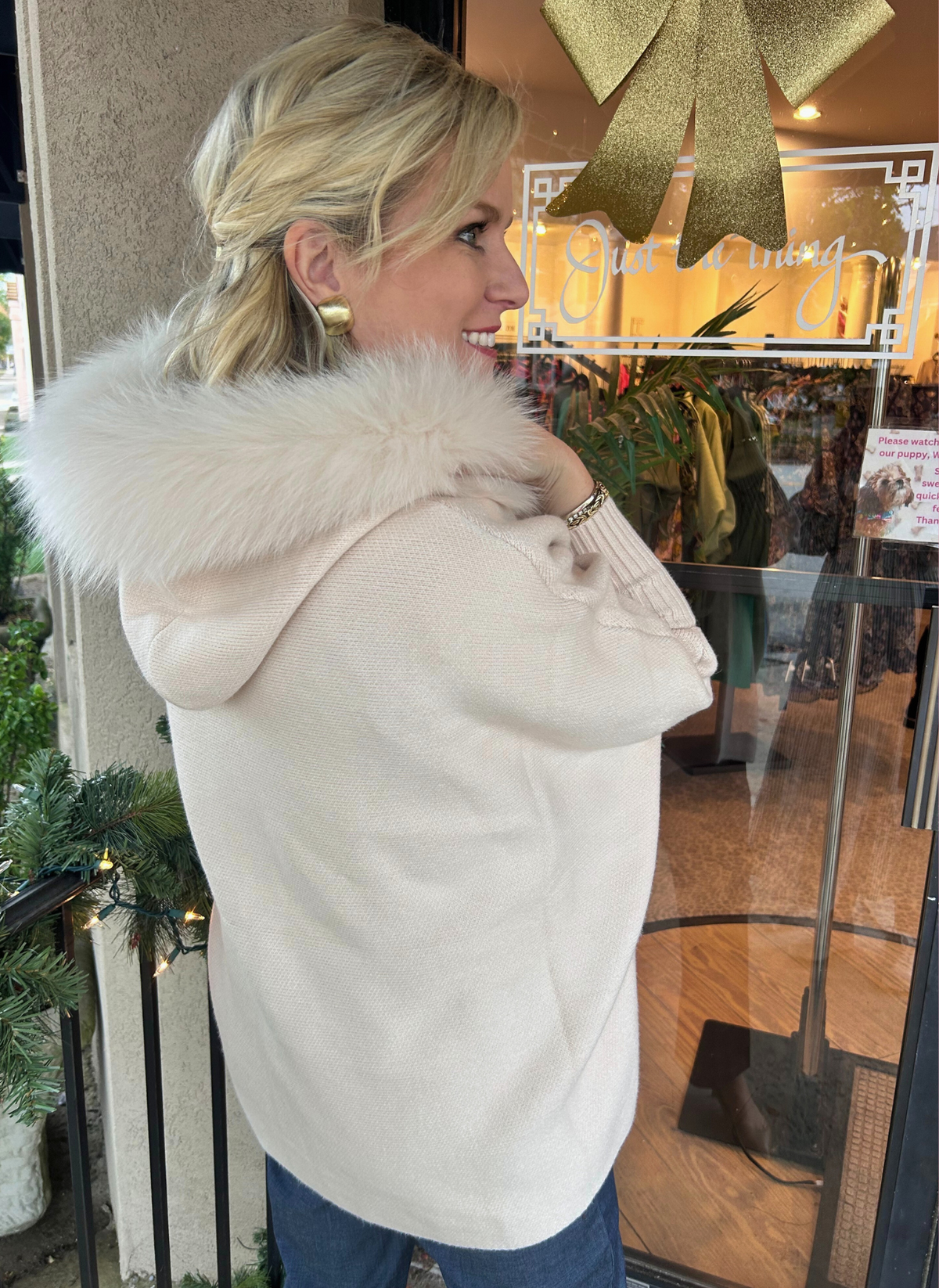 Zip Up Hoodie w/Fox Trim