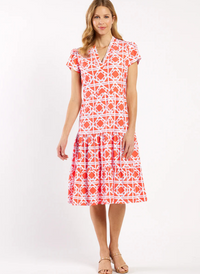 Libby Midi Dress- Bamboo Rattan Coral