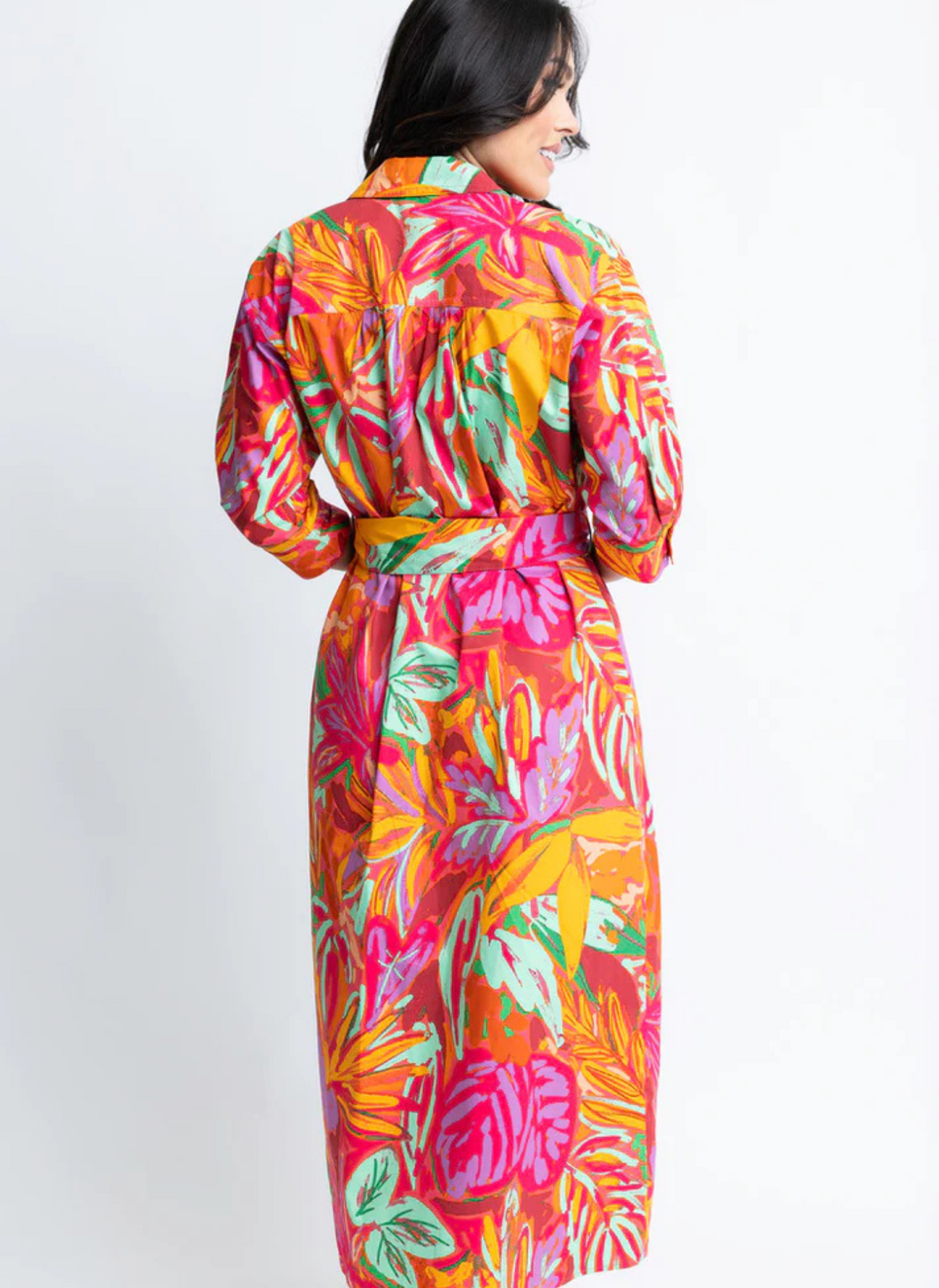 Abstract Tropical Palm Shirt Dress