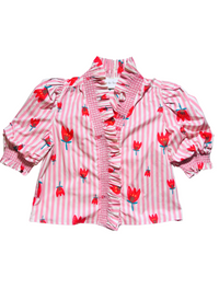 Stripe Poppy Smocked Top