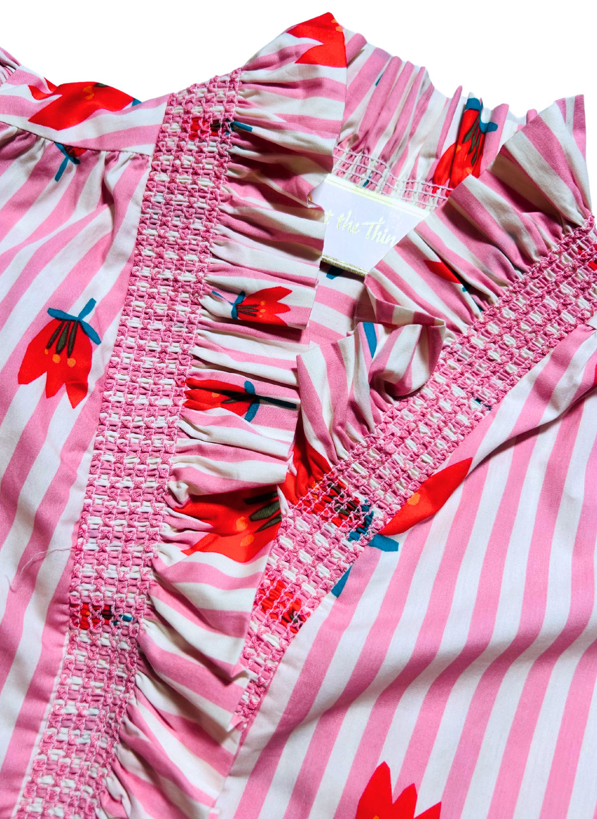 Stripe Poppy Smocked Top