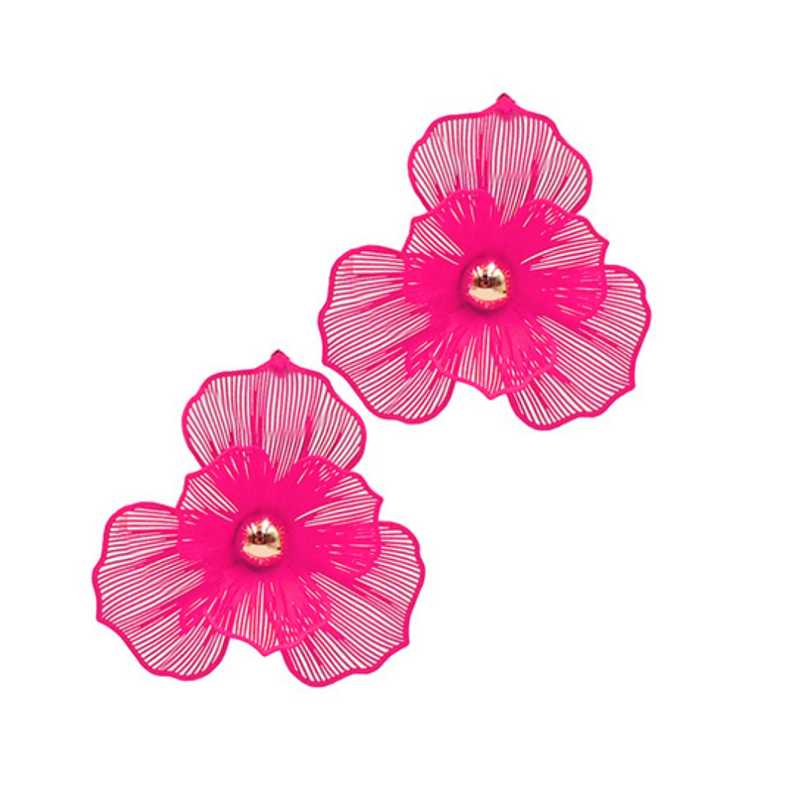 Colorful Filigree Flower Stud Earrings