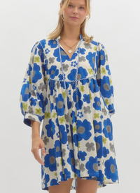 Floral Babydoll Dress - Blue