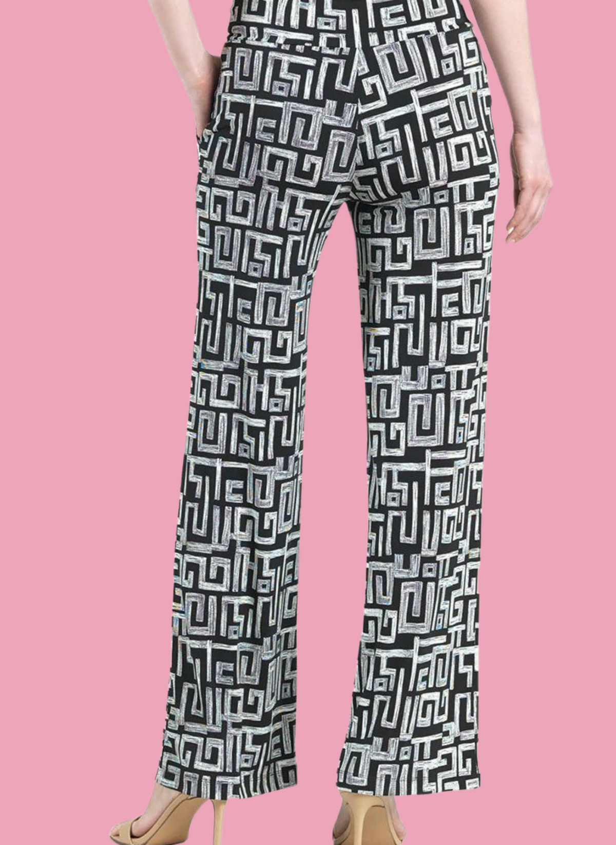 Wide Leg Pocket Pant- Greek Key