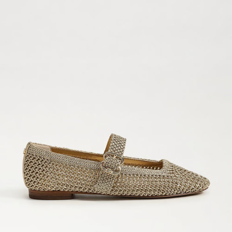 Michaela Knit Mary Jane Flat - Amber Gold