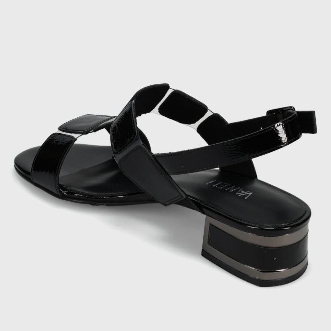 Hatty Heeled Sandal - Black Naplak
