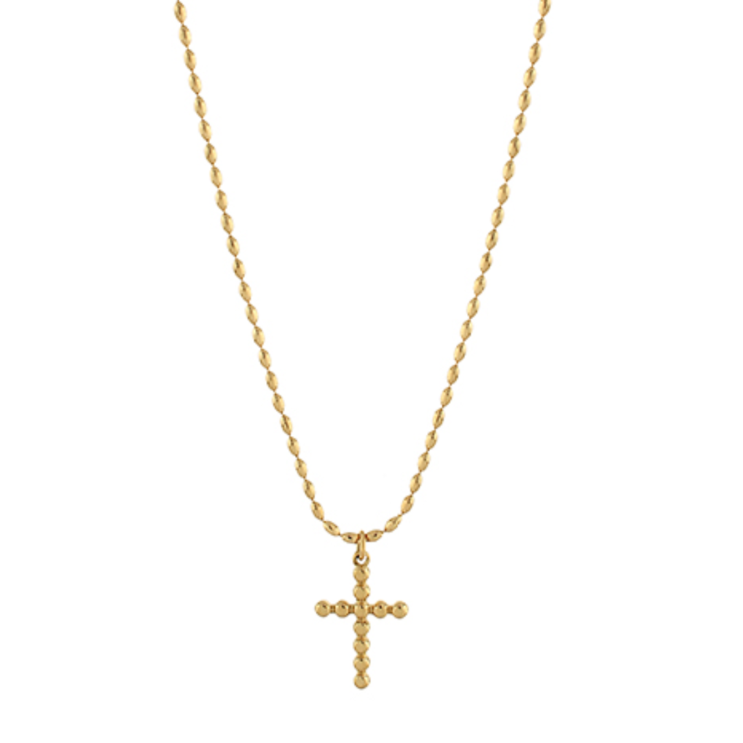 Rice Beaded Cross Pendant Necklace