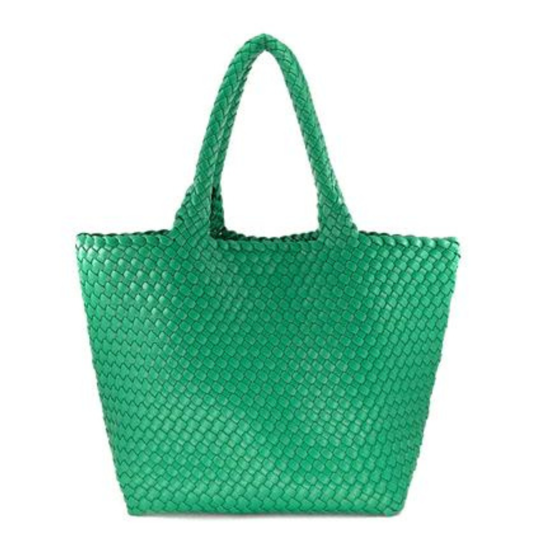 Large Vegan Leather Woven Tote