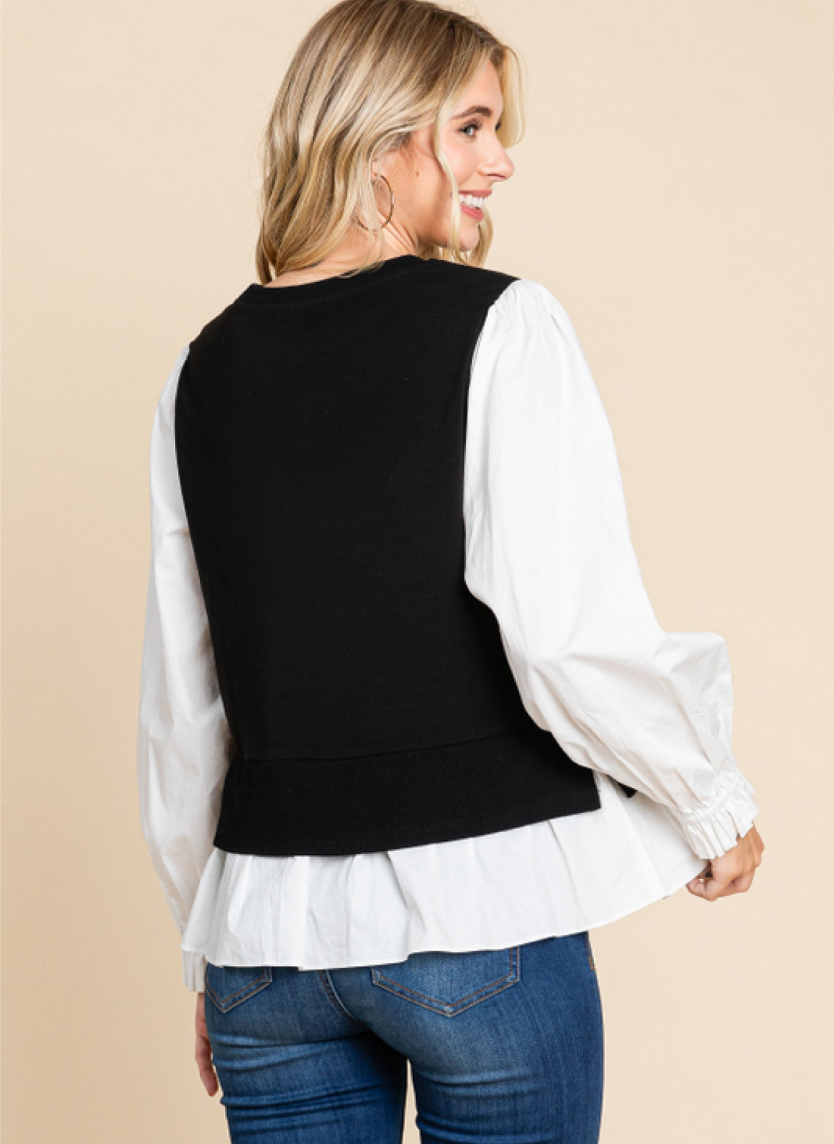 Layered Sweatshirt Peplum Top