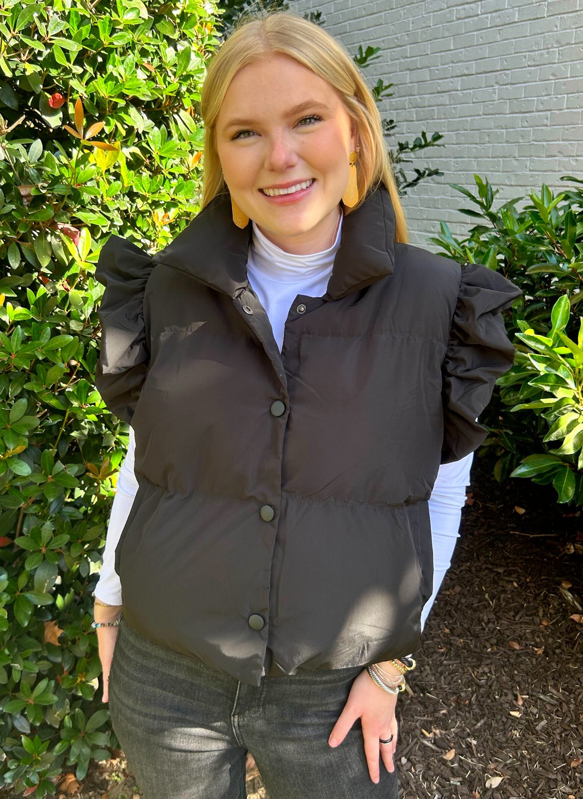 Ruffle Puffer Vest